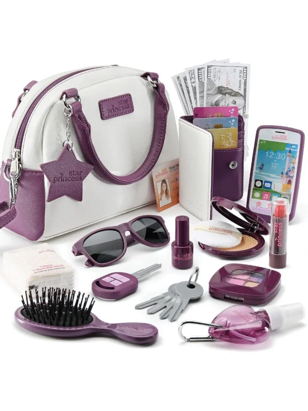 Girls' Play Purse Set - Toddler Dress Up Toys, Pretend Makeup & Accessories